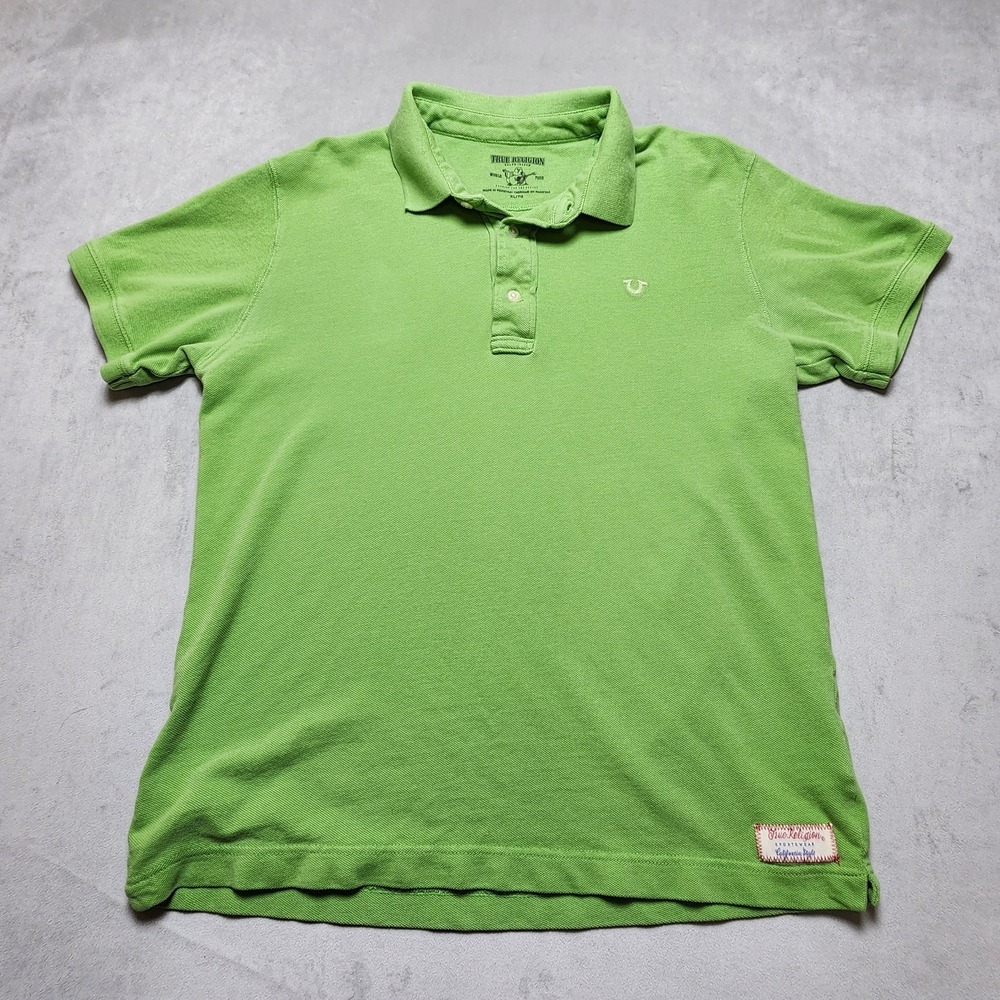 True Religion Sportswear California‎ Style Mens XL Green Polo Shirt Short Sleeve